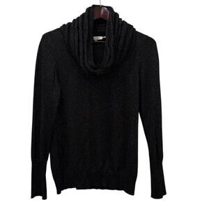 Calvin Klein Sweater Womens M Black Metallic Cowl Neck Knit Pullover Sparkle